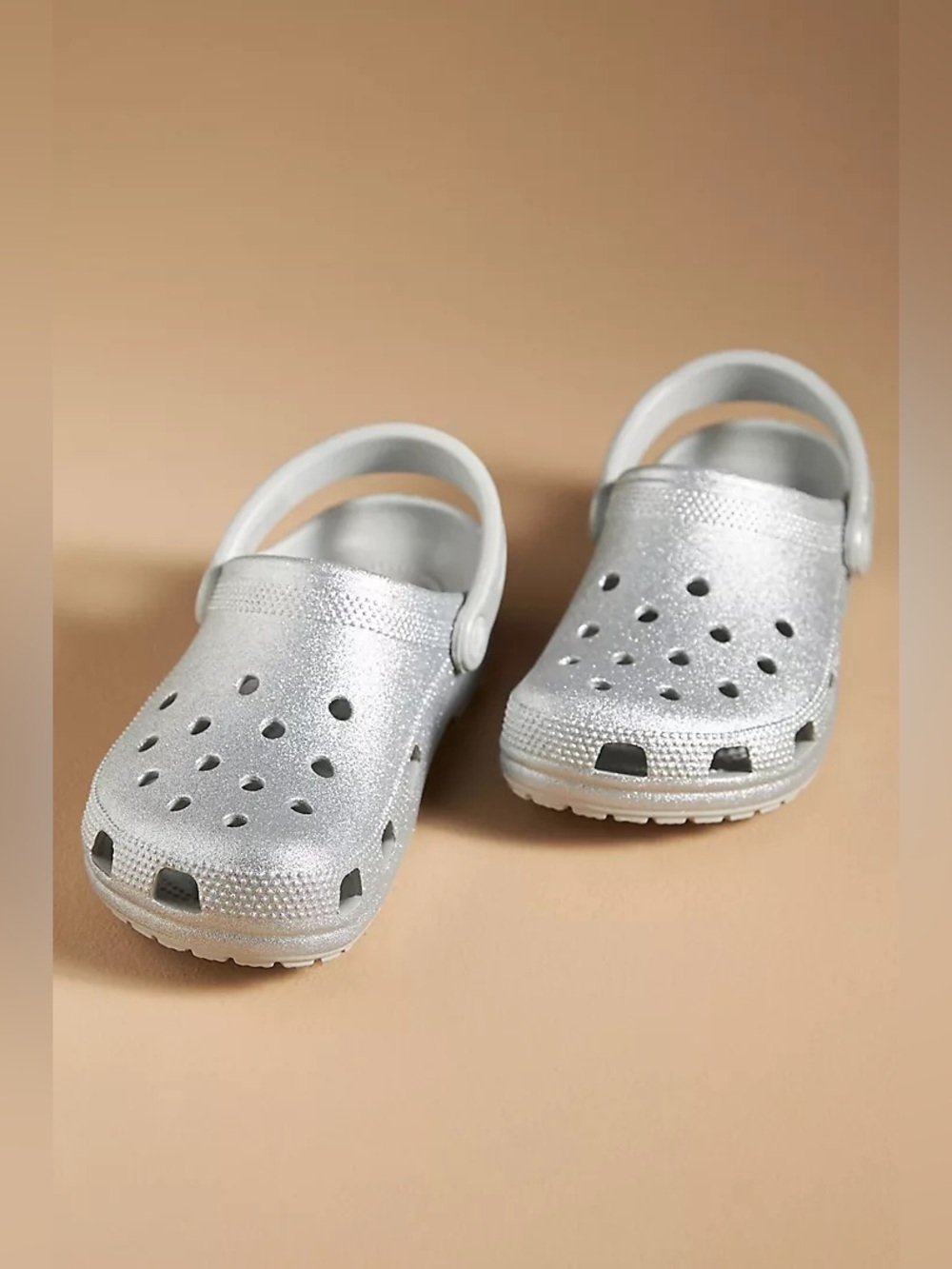 Crocs Classic Glitter Clogs in Silver